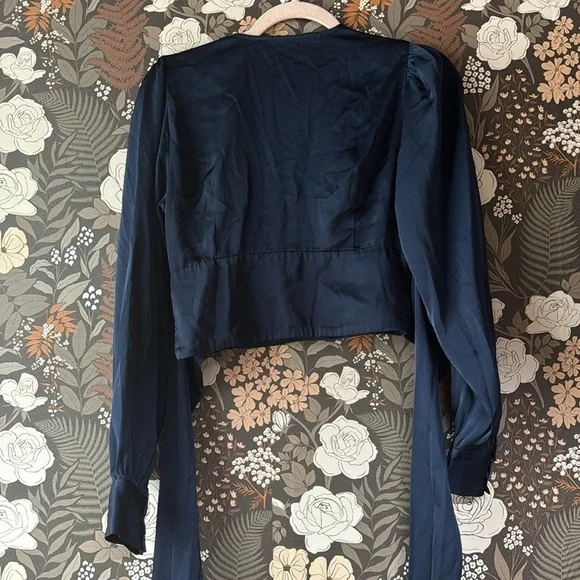 marissa webb Satin Tie Waist Blouse in blue size 2